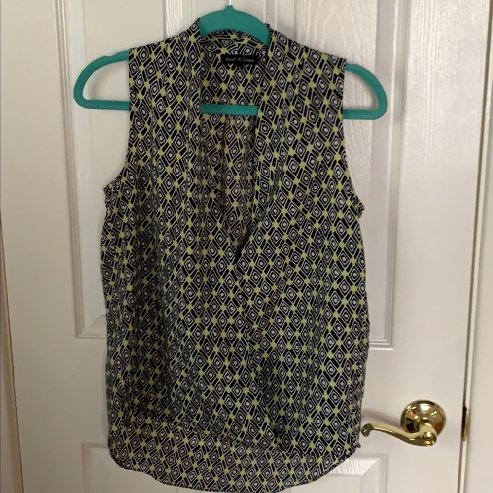 2/$12 Black & Lime Green High Low Sleeveless Top S